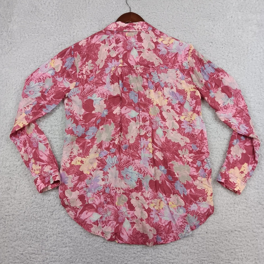 Pilcro Button Up Shirt Floral Women S Pink Multi Long Sleeve OB1900944 - Picture 2 of 8